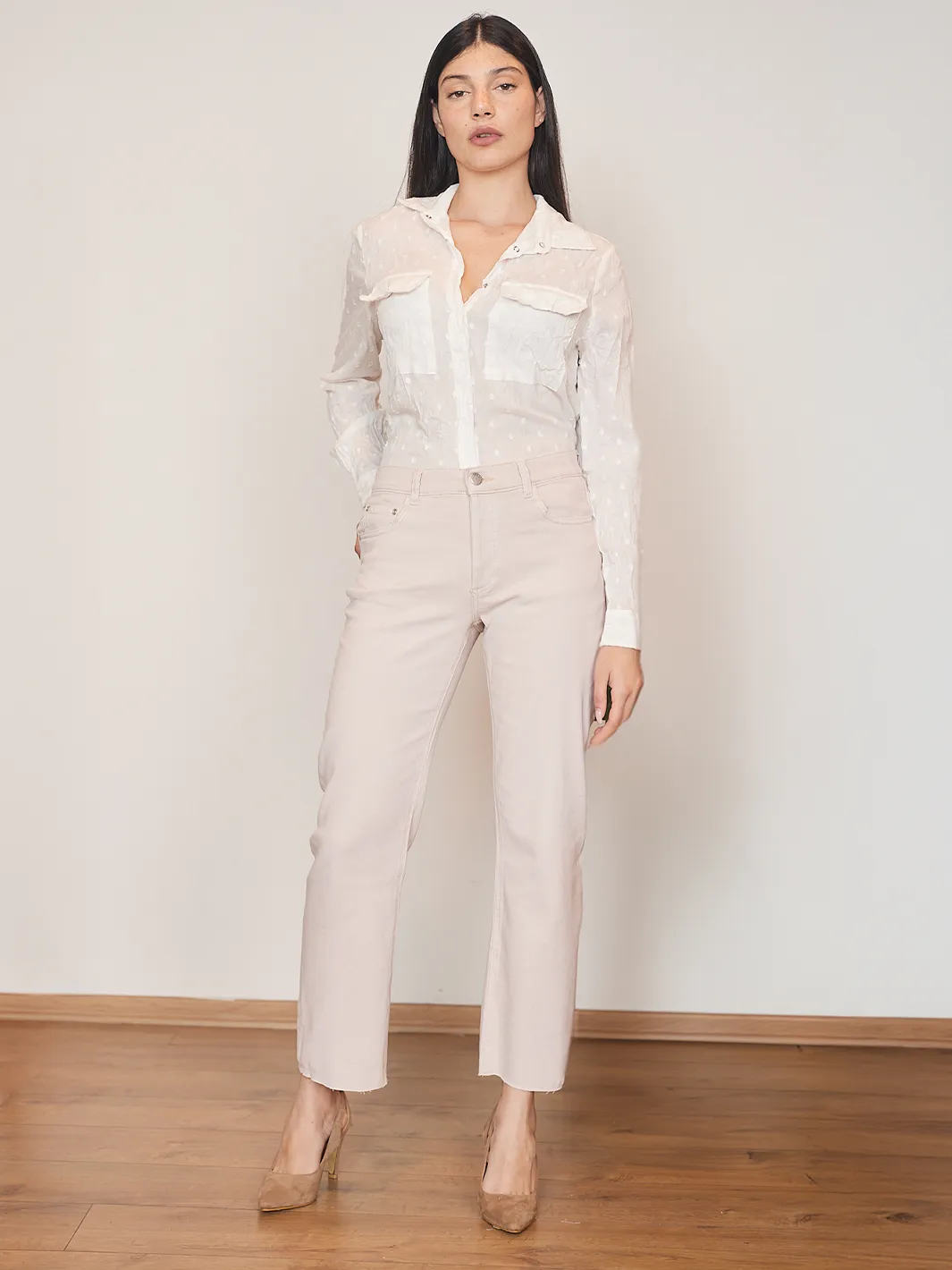 Cassie Irish Cream Cropped Jean