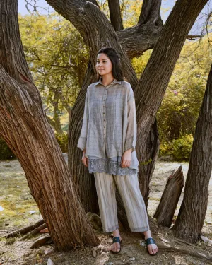 Chanderi blue shirt