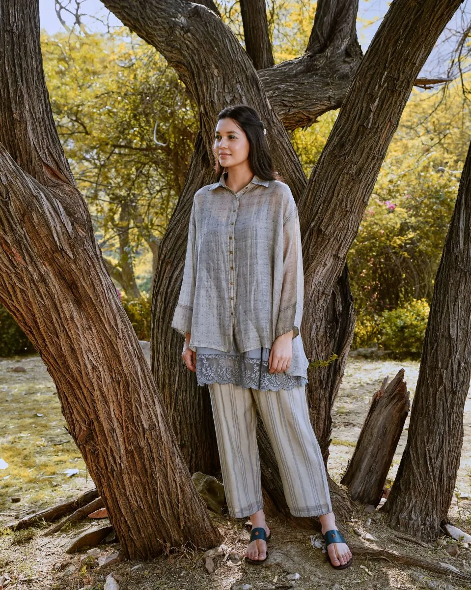 Chanderi blue shirt