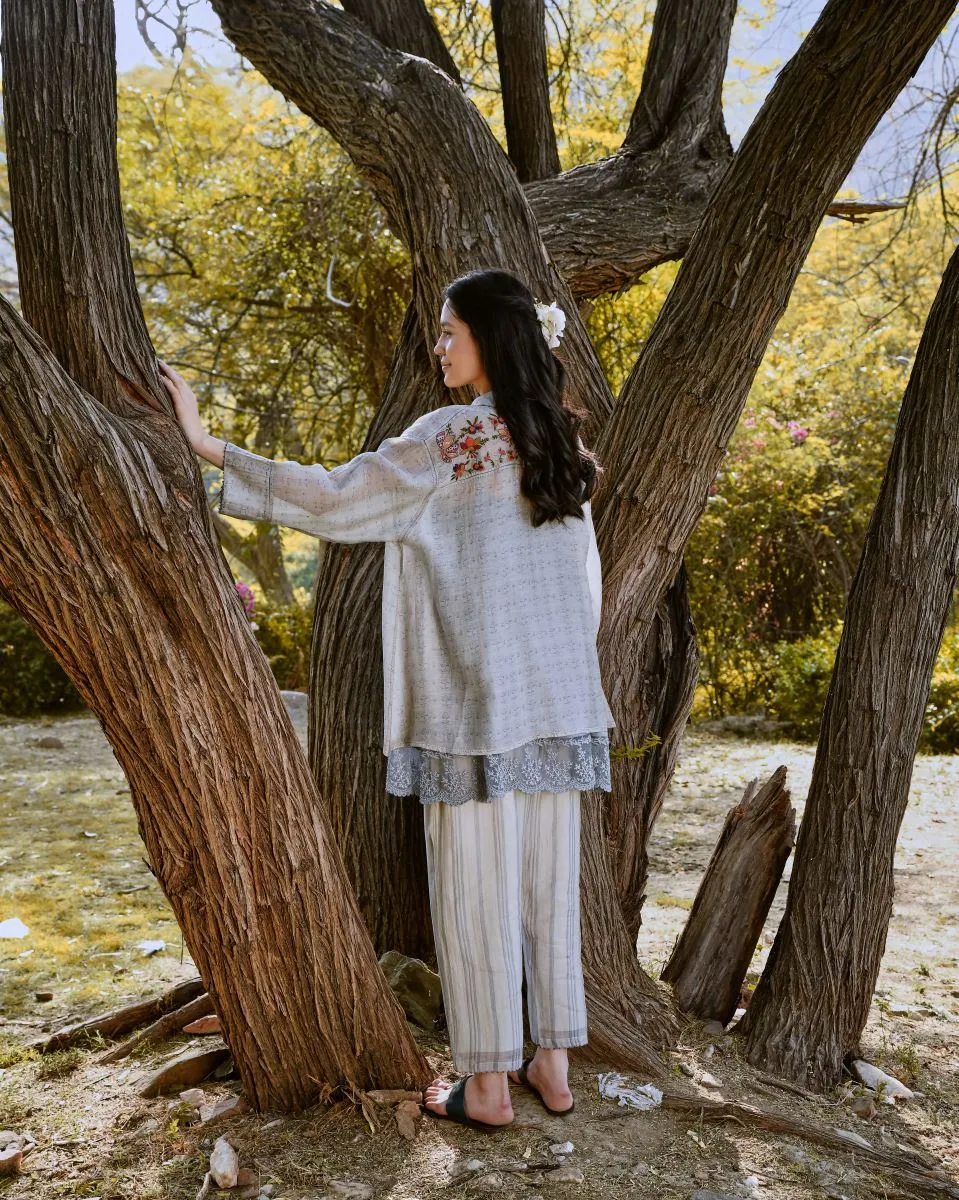 Chanderi blue shirt