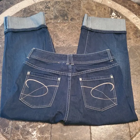 Chicos outfit Dark Blue plantinum cropped jeans sz 1 &amp; coral tank top Sz 1