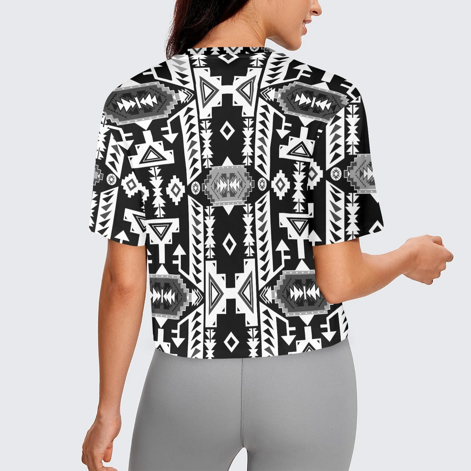 Chiefs Mountain Black and White Women's Cropped T-shirt