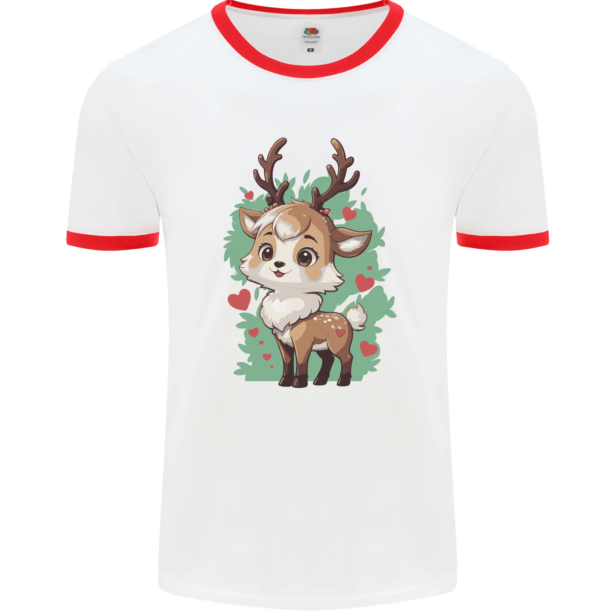 Christmas Cute Reindeer Xmas Mens Ringer T-Shirt