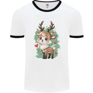 Christmas Cute Reindeer Xmas Mens Ringer T-Shirt