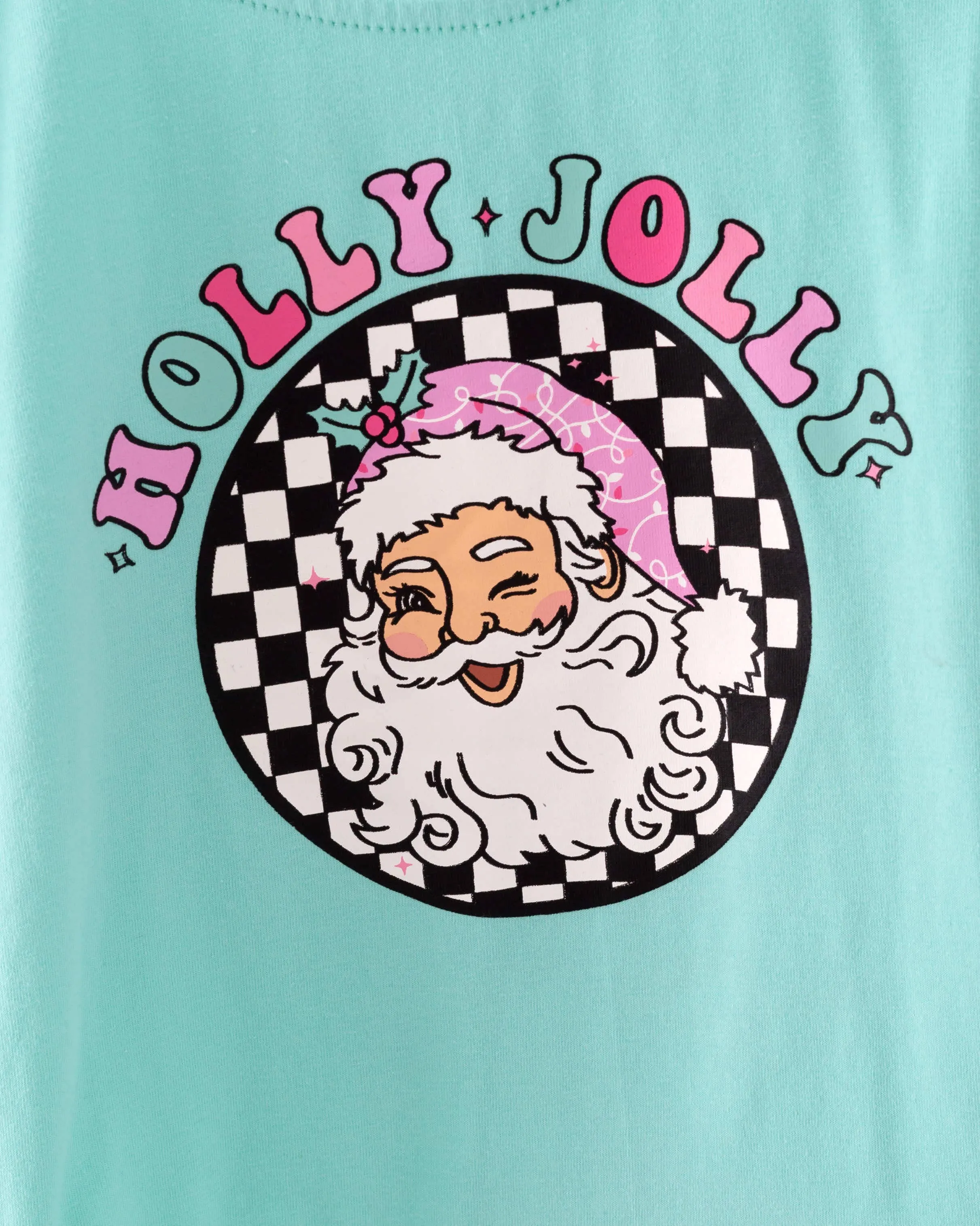 Christmas Plaid Santa HOLLY JOLLY Sweatshirt & Bell Pants Kids Set