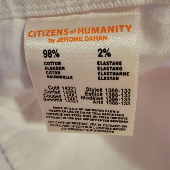 Citizens of Humanity 'Dani' Cropped Straight Leg White Jeans