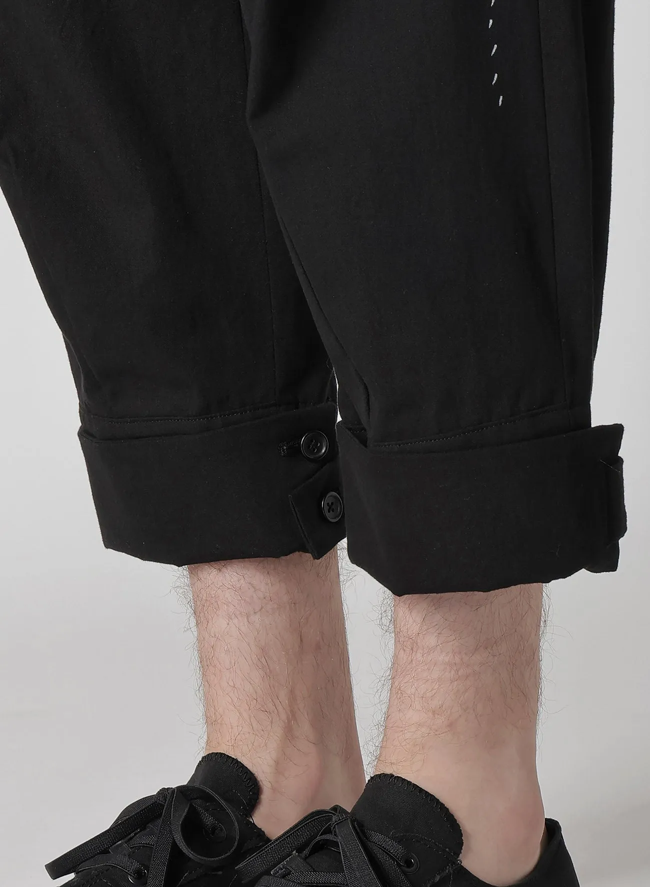 C/L CANVAS BLACK BELTED HEM PANTS