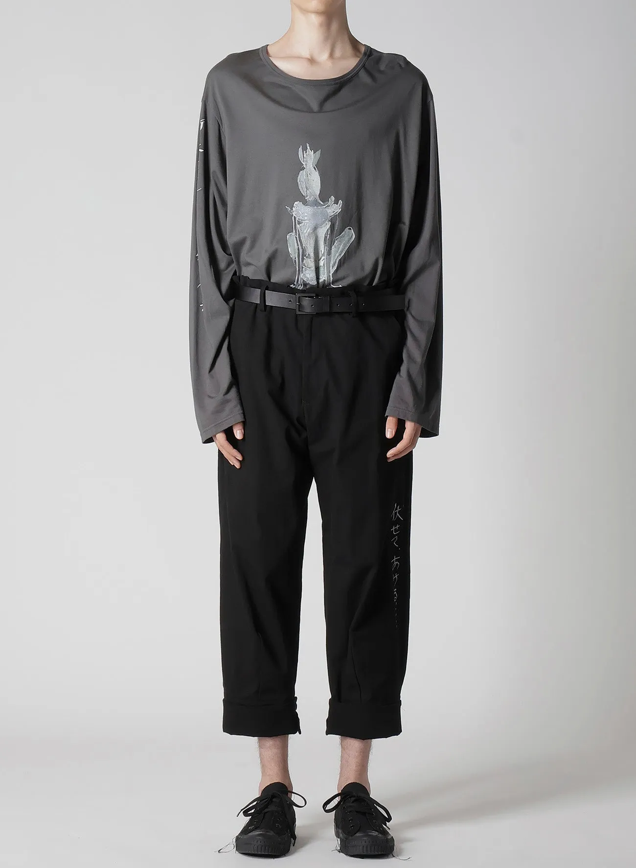 C/L CANVAS BLACK BELTED HEM PANTS