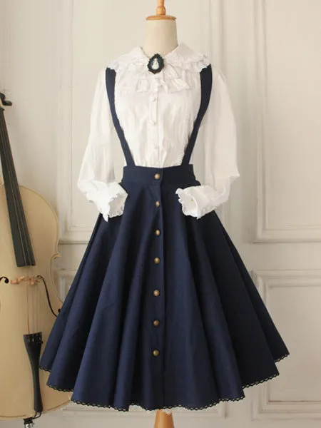 Classical Lolita Dress Cross Regression Lolita Salopette Button Suspender Skirt