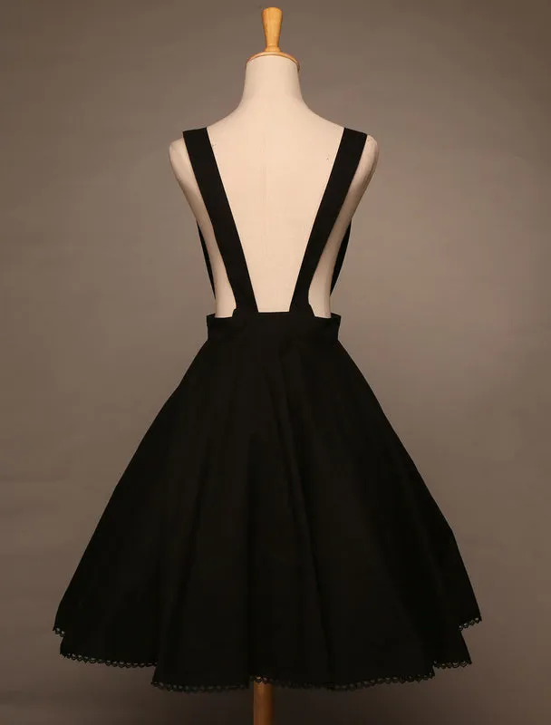 Classical Lolita Dress Cross Regression Lolita Salopette Button Suspender Skirt