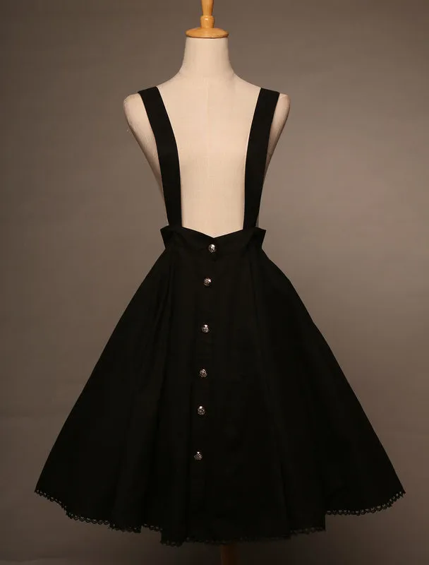 Classical Lolita Dress Cross Regression Lolita Salopette Button Suspender Skirt