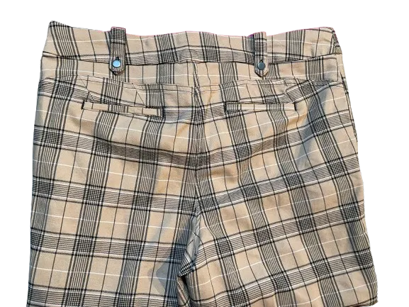 Cleo Beige Plaid Stretch Pants