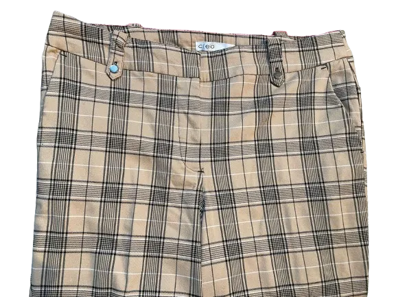 Cleo Beige Plaid Stretch Pants