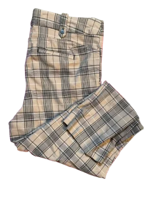 Cleo Beige Plaid Stretch Pants