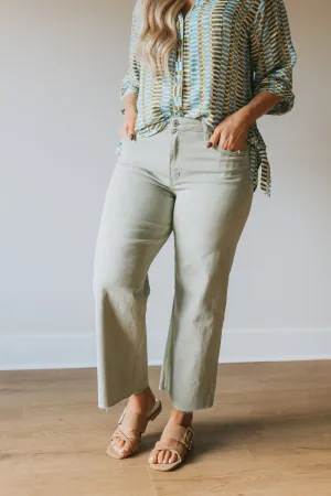 Colorful Days Wide Leg Jeans - Sage