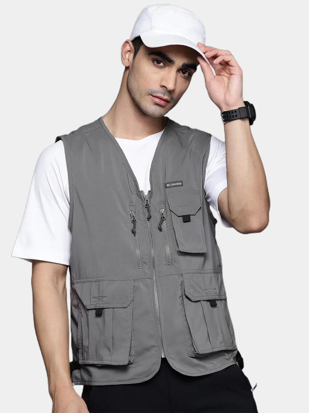Columbia Men Grey Silver Ridge Utility Vest