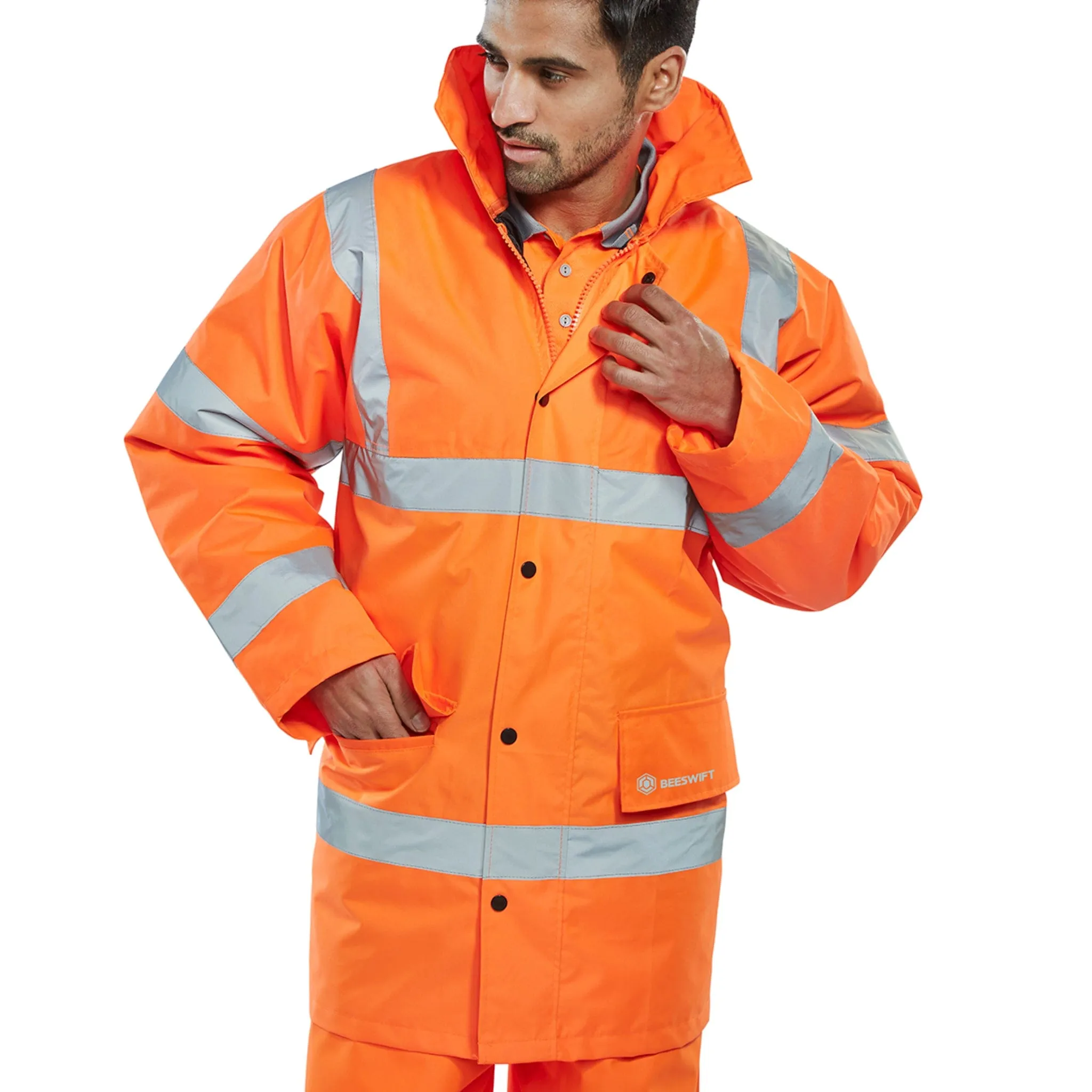 Constructor Hi-vis Traffic Jacket with Concealed Hood - Orange