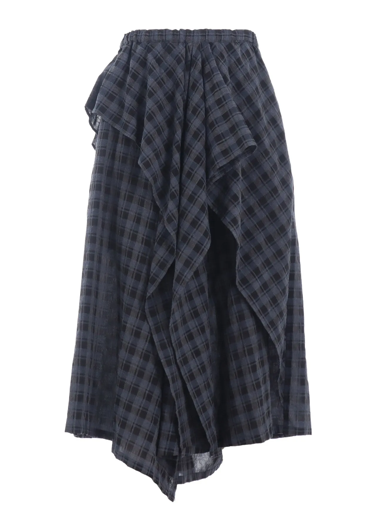 COTTON CUPRO MINI PLAID DRAPE PANTS
