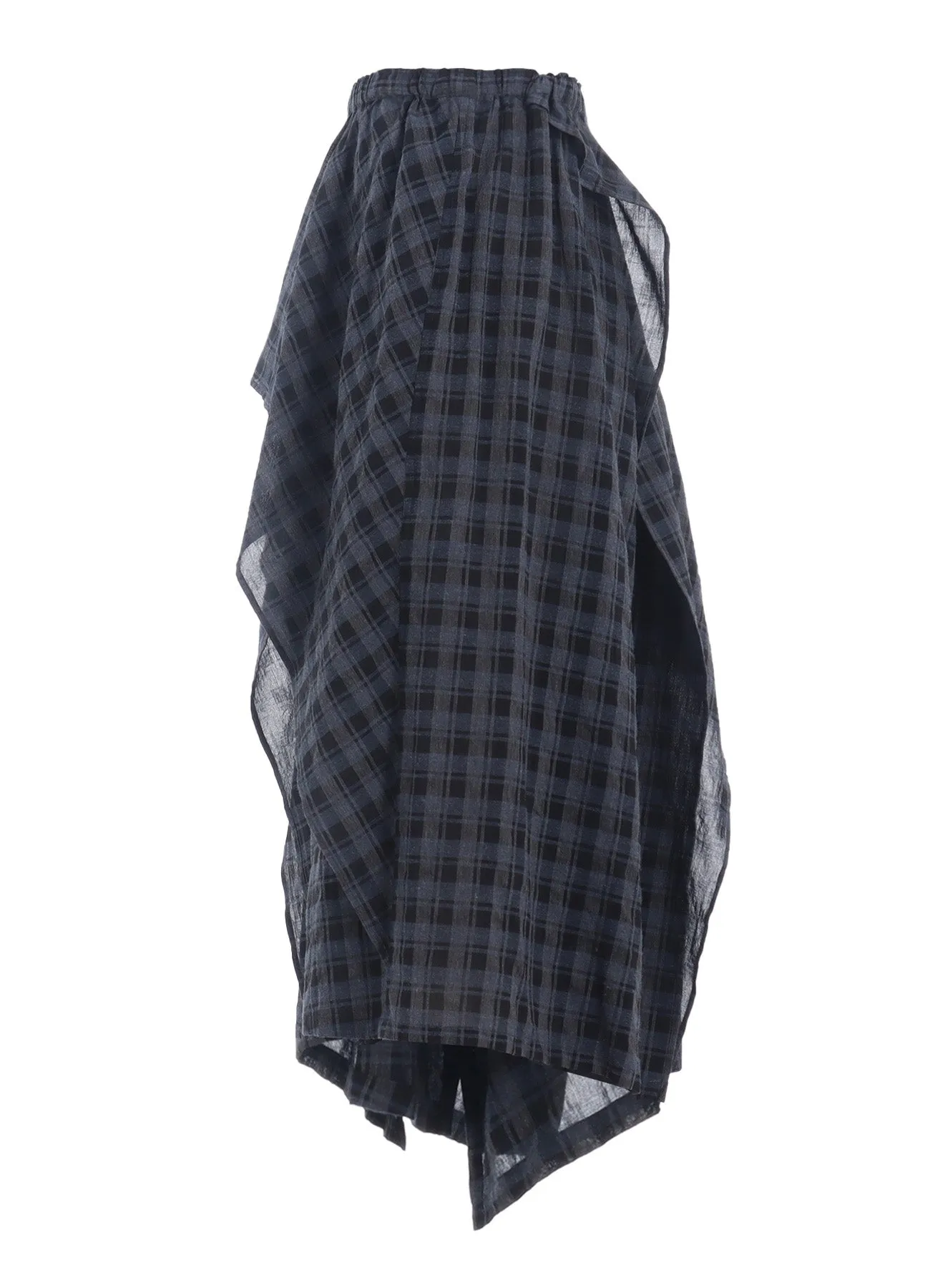 COTTON CUPRO MINI PLAID DRAPE PANTS