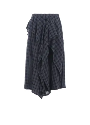 COTTON CUPRO MINI PLAID DRAPE PANTS