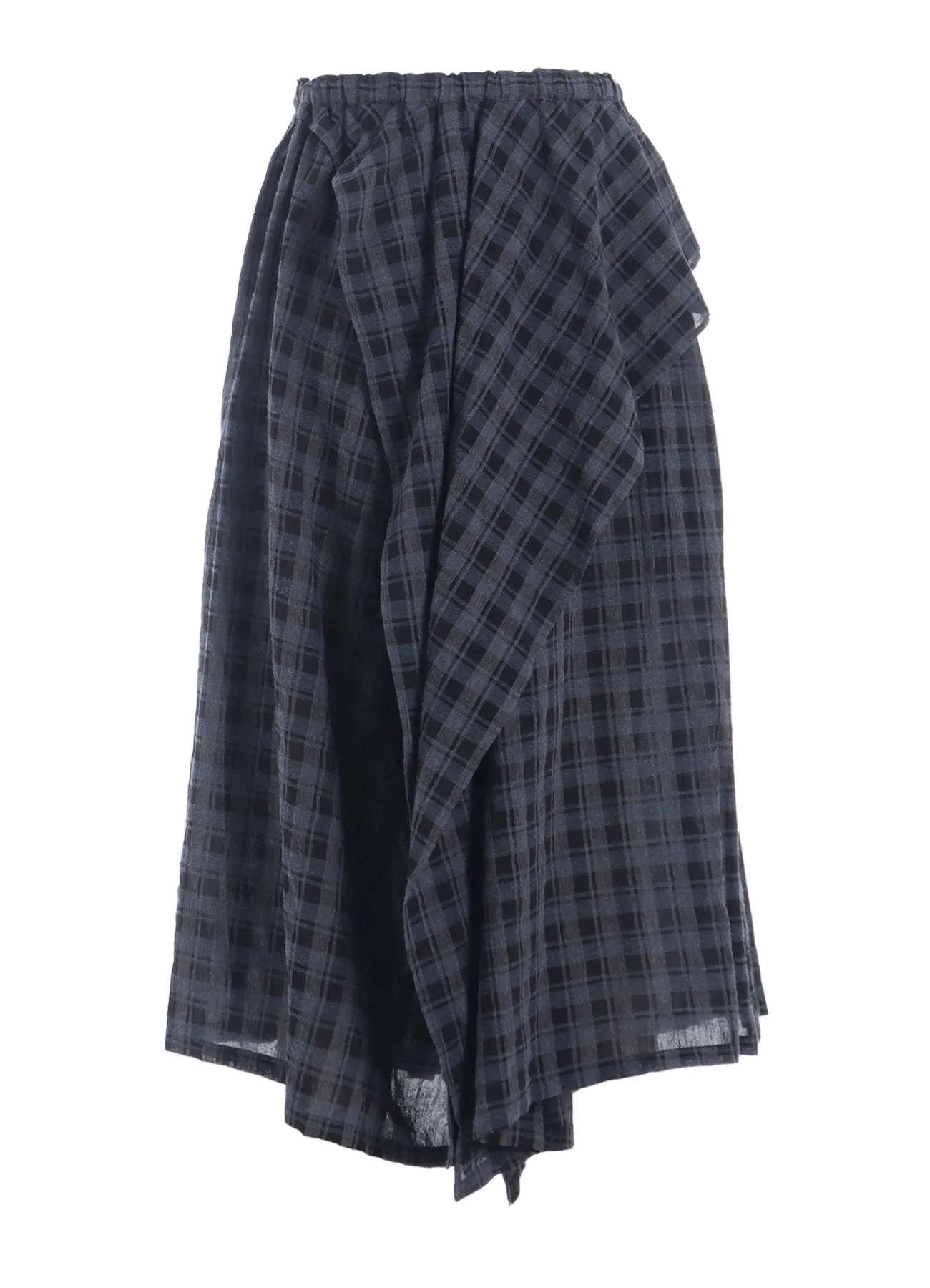 COTTON CUPRO MINI PLAID DRAPE PANTS