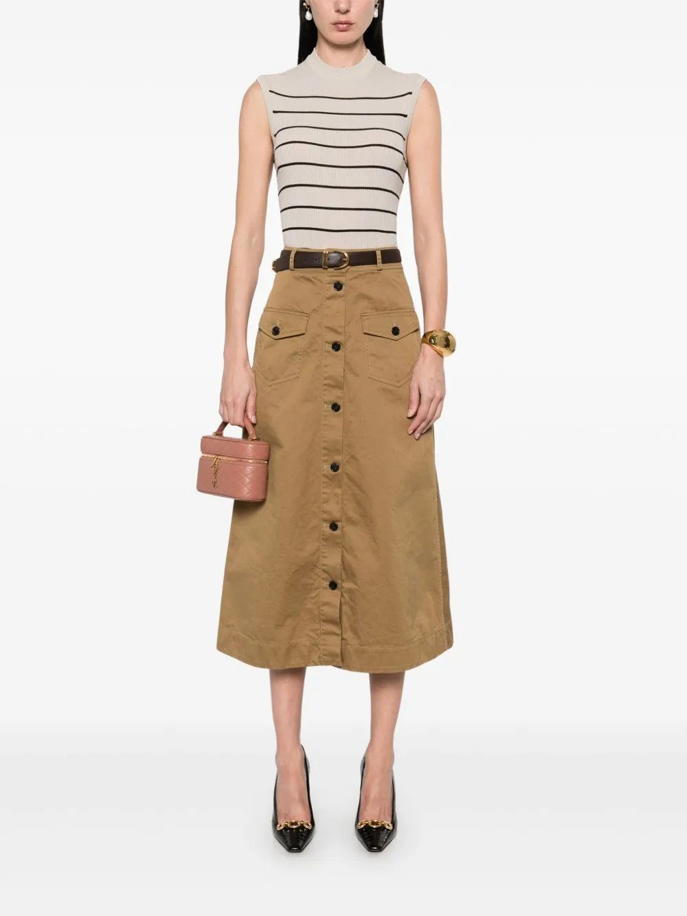 Cotton midi skirt