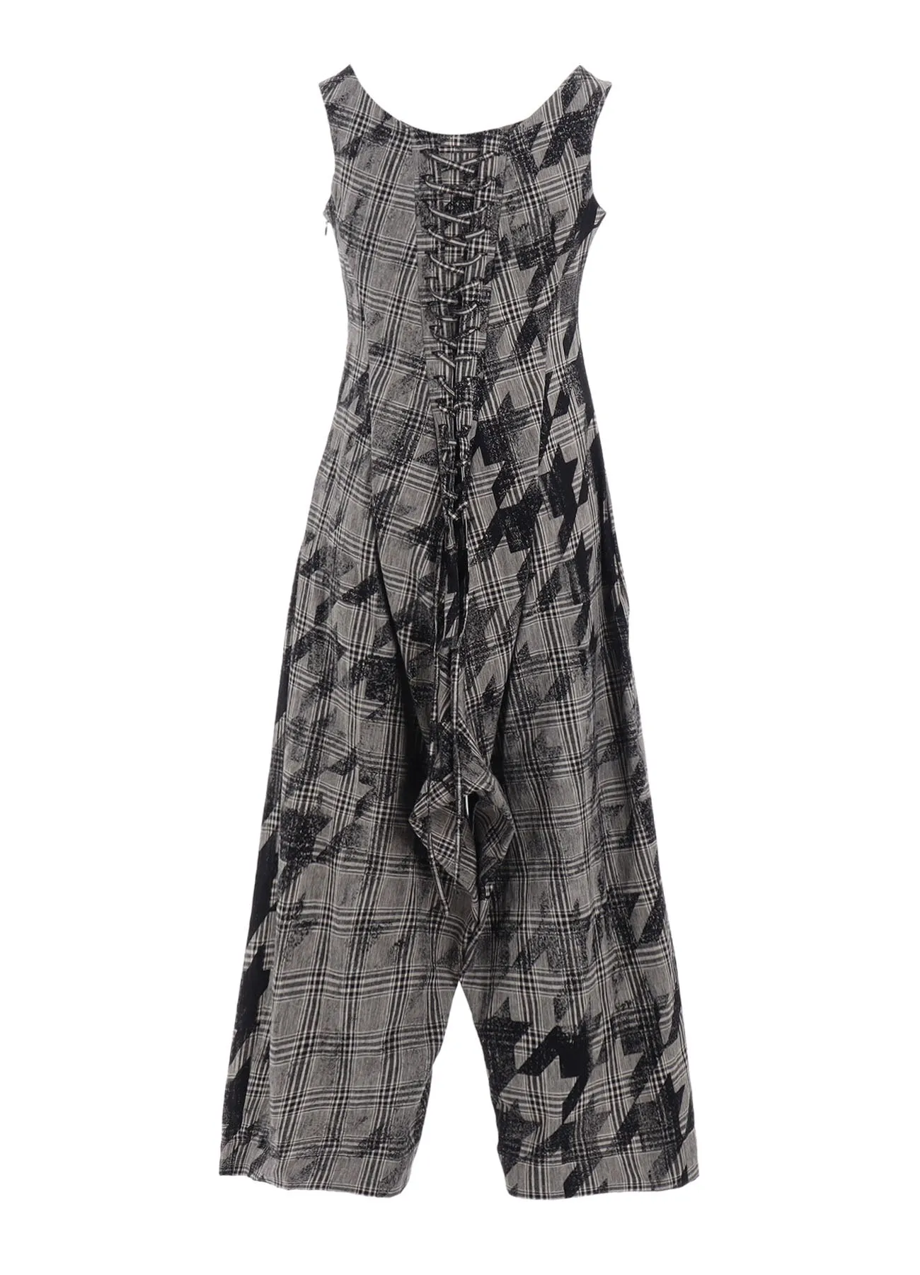 COTTON/LINEN PLAID×BIG HOUNDSTOOTH OVERALLS