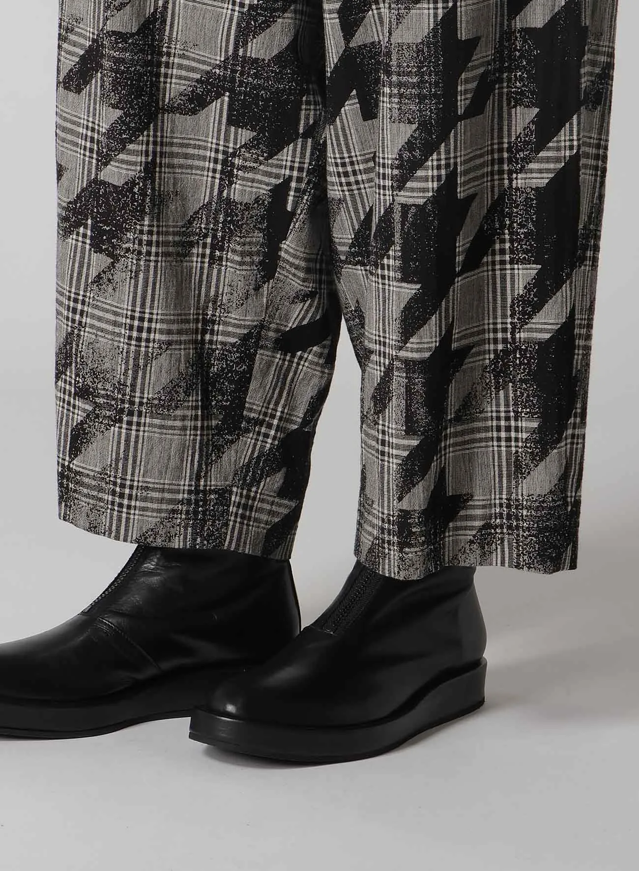 COTTON/LINEN PLAID×BIG HOUNDSTOOTH OVERALLS