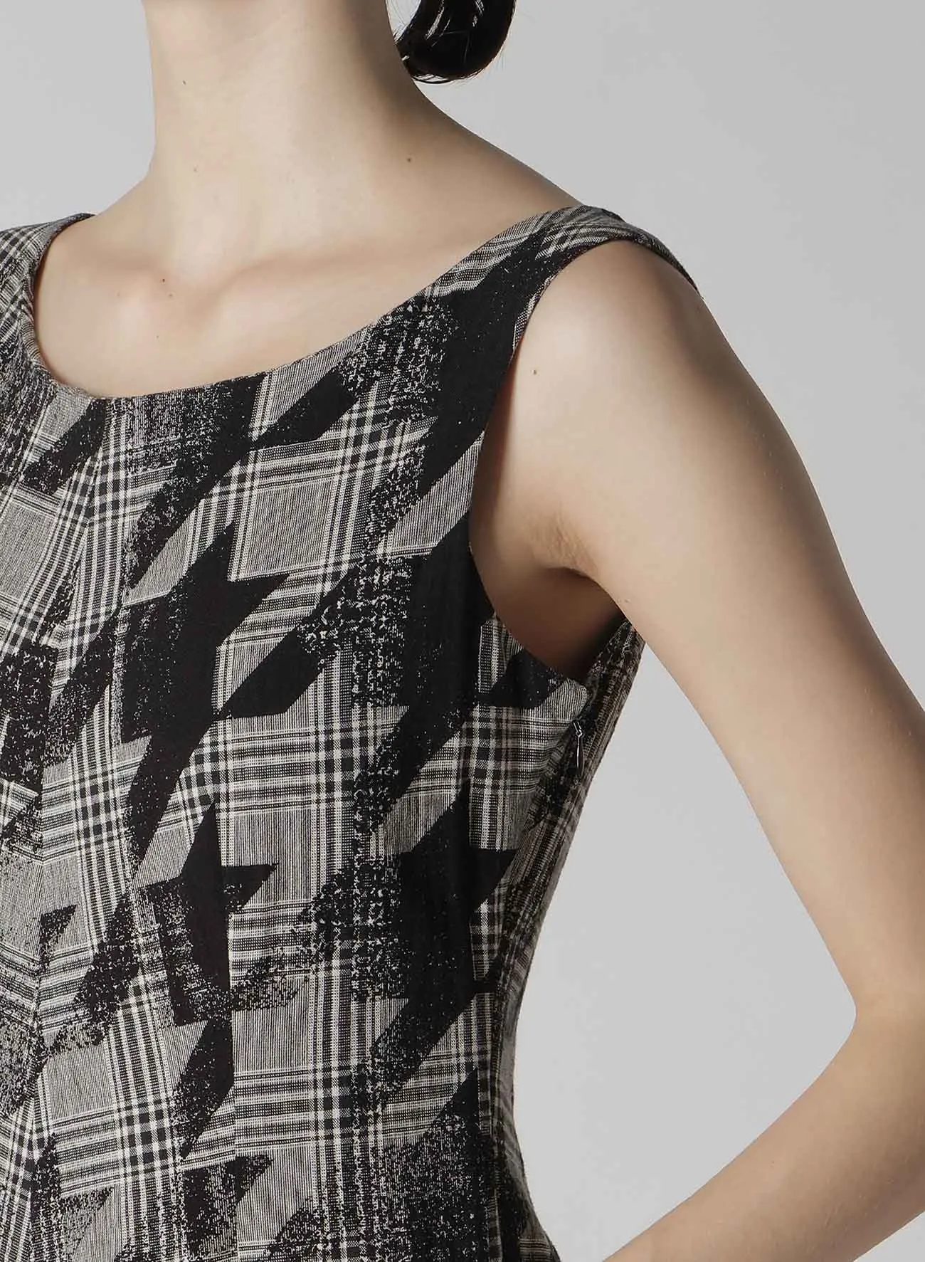 COTTON/LINEN PLAID×BIG HOUNDSTOOTH OVERALLS