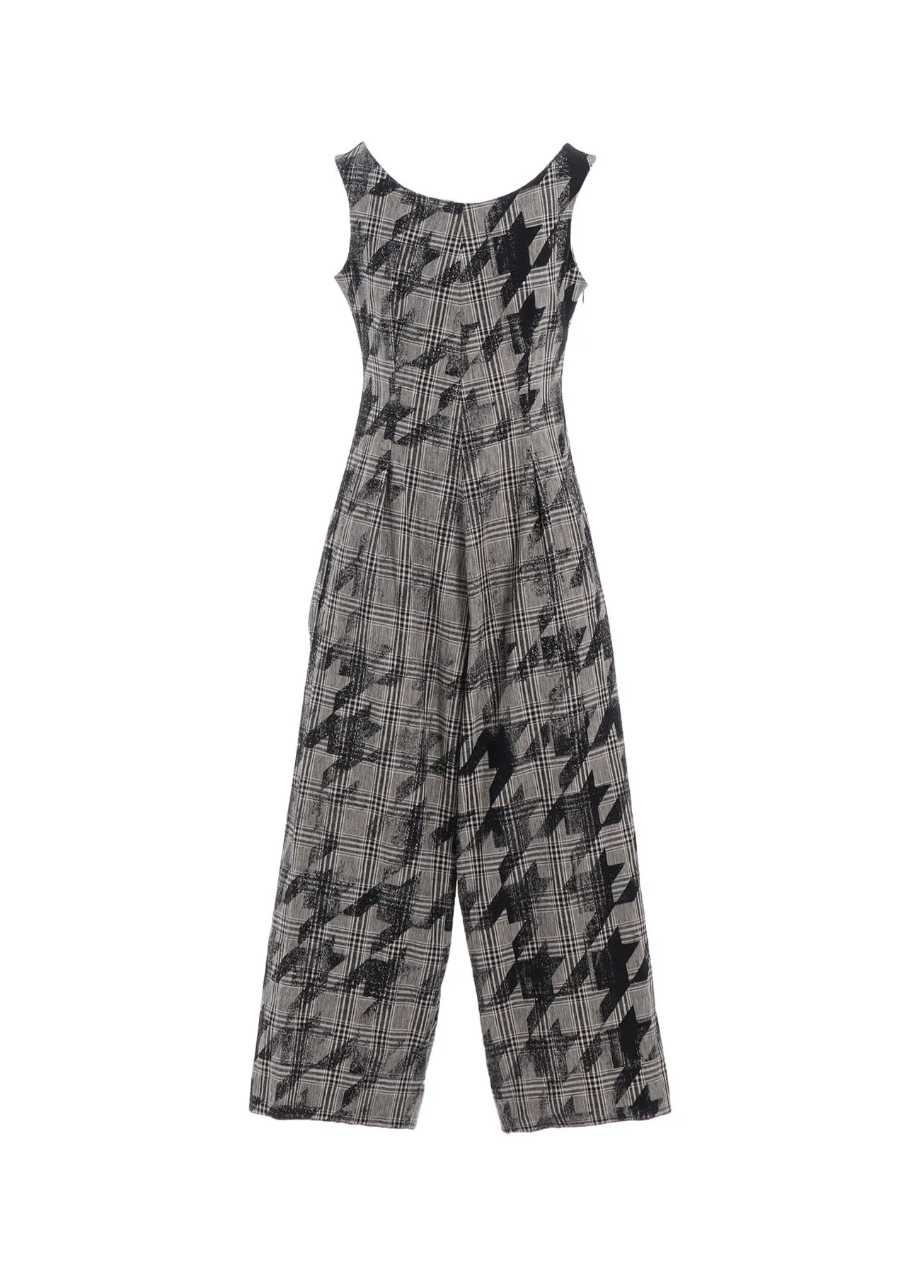 COTTON/LINEN PLAID×BIG HOUNDSTOOTH OVERALLS