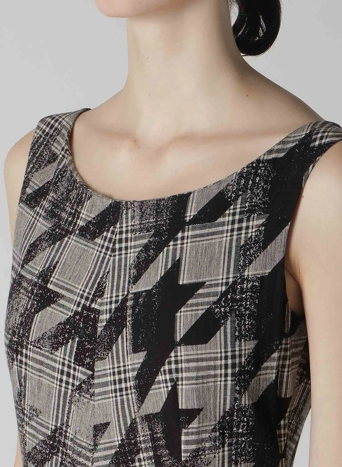 COTTON/LINEN PLAID×BIG HOUNDSTOOTH OVERALLS