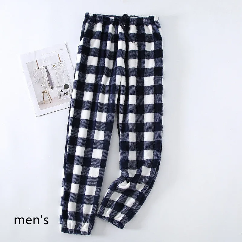 Couple Flannel Pajama Pants Plaid Women Autumn And Winter Plus Size Thickened