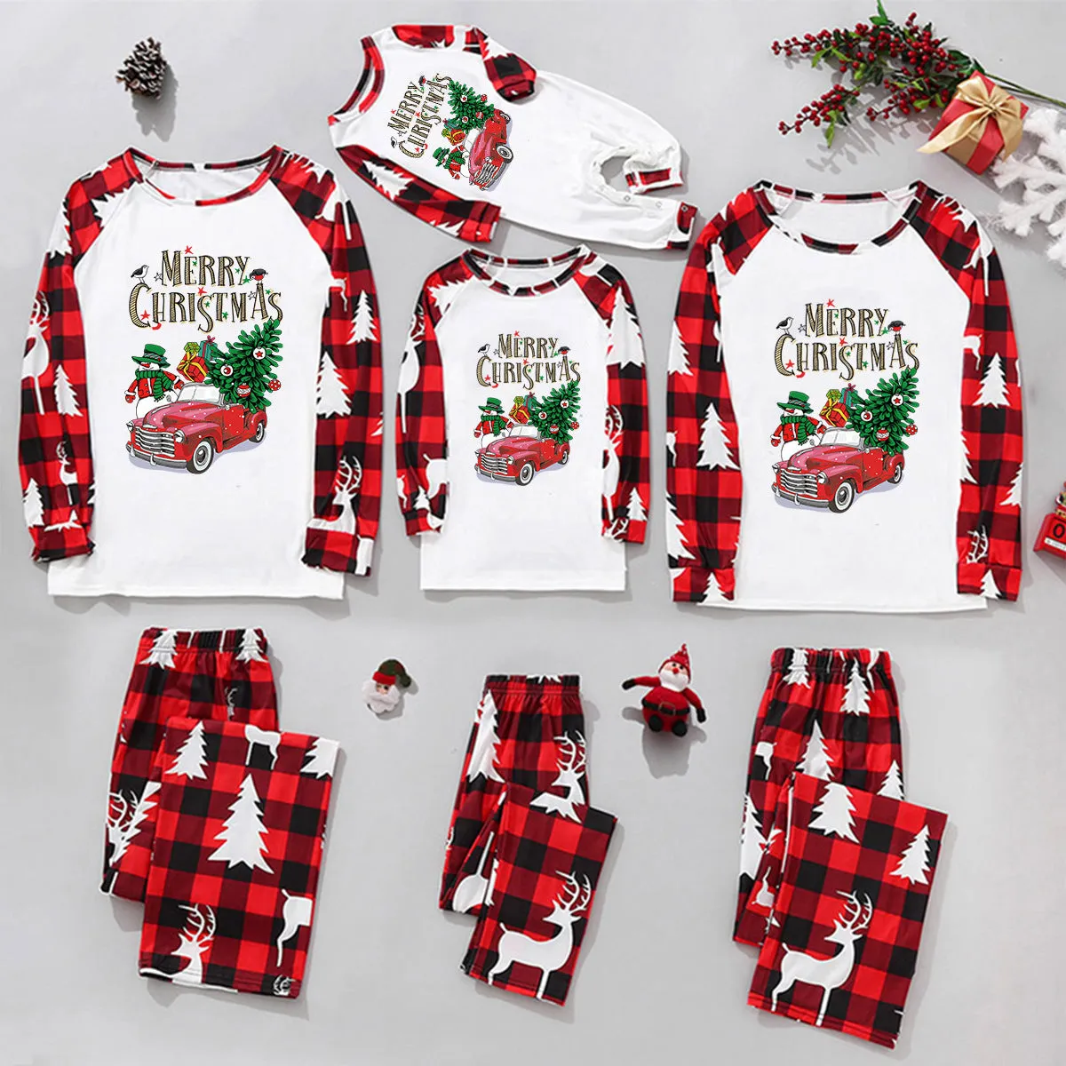 Cozy Family Christmas Plaid Two-Piece Pajama Set for Festive Comfort