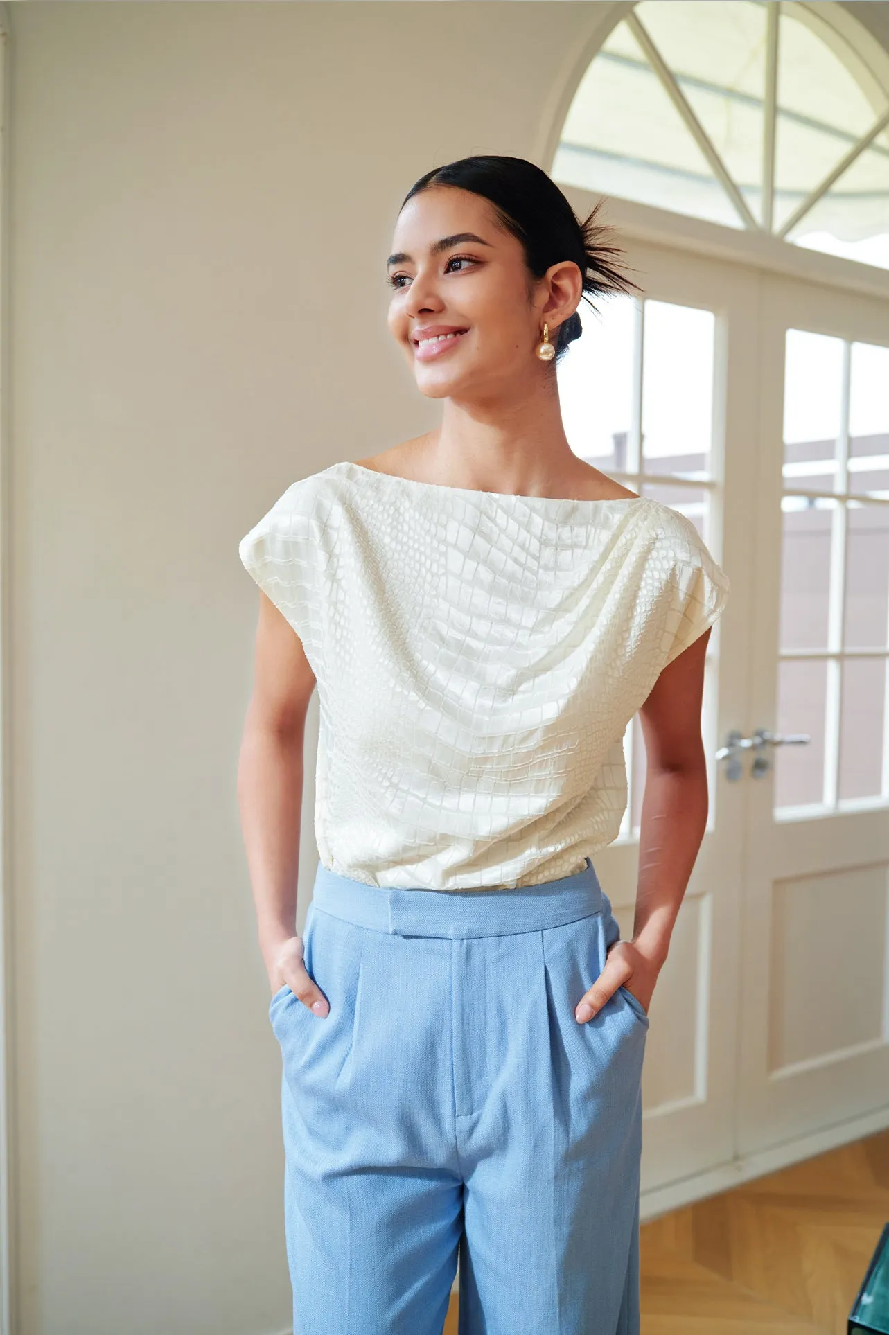CROCODILE-EMBOSSED TOP
