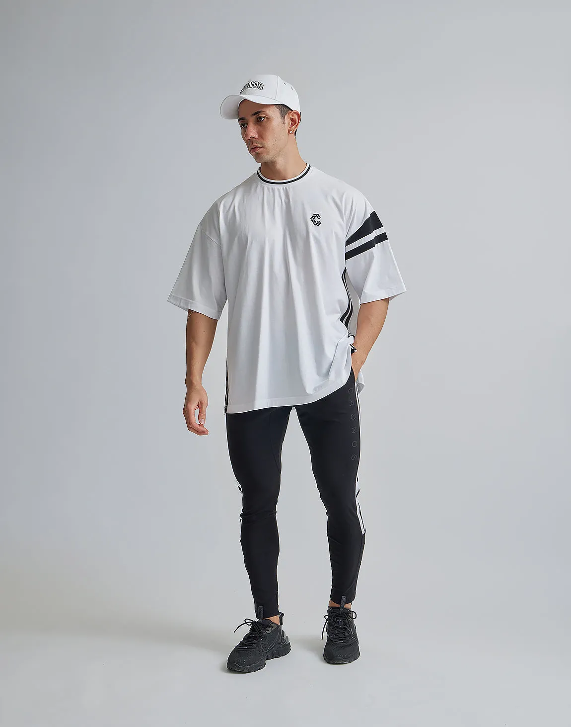 CRONOS 2LINE BACK LOGO OVERSIZE T-SHIRTS【WHITE】