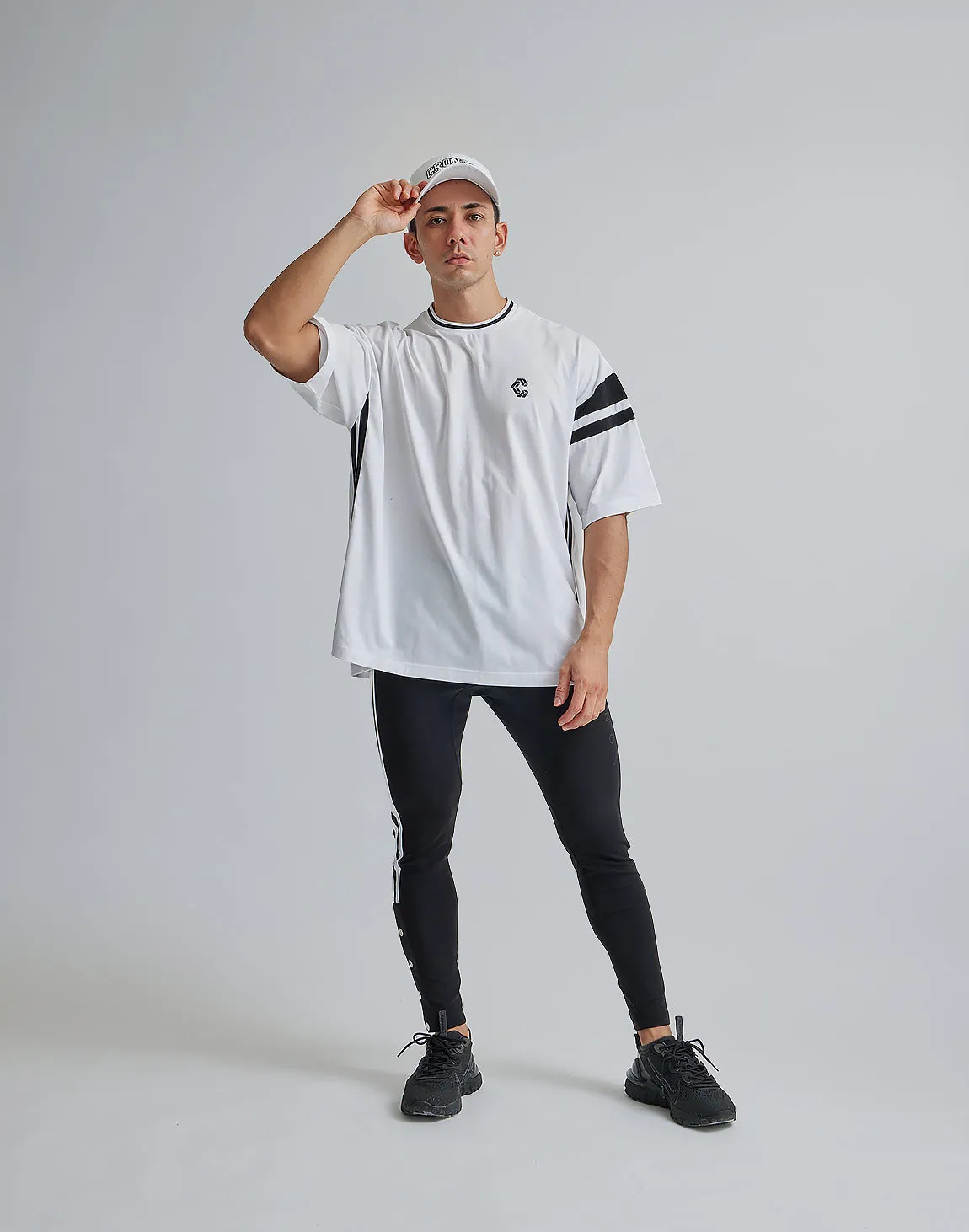 CRONOS 2LINE BACK LOGO OVERSIZE T-SHIRTS【WHITE】