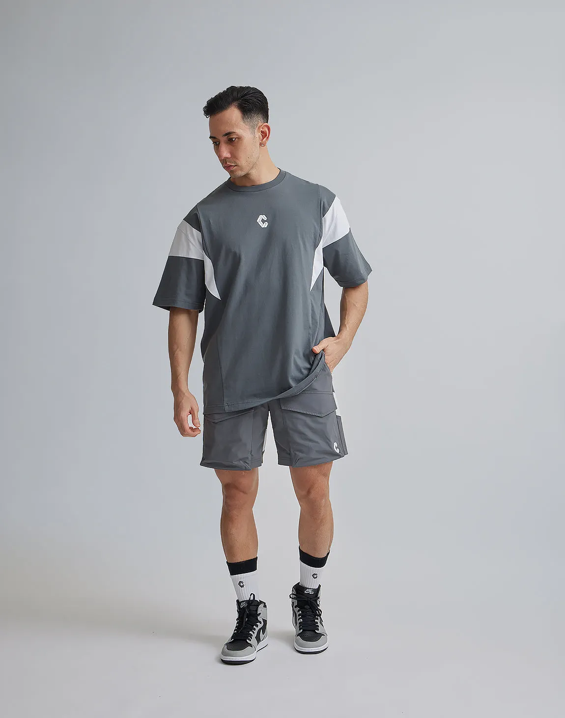 CRONOS BACK LOGO OVERSIZE T-SHIRTS【D.GRAY】