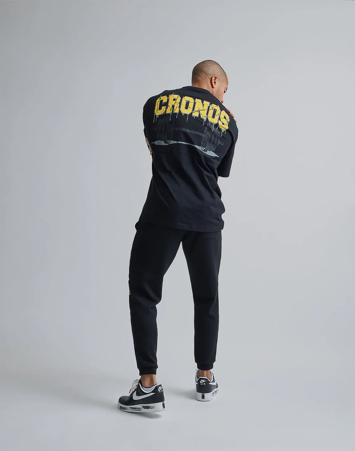 CRONOS BARBELL LOGO OVERSIZE T-SHIRTS【BLACK×YELLOW】