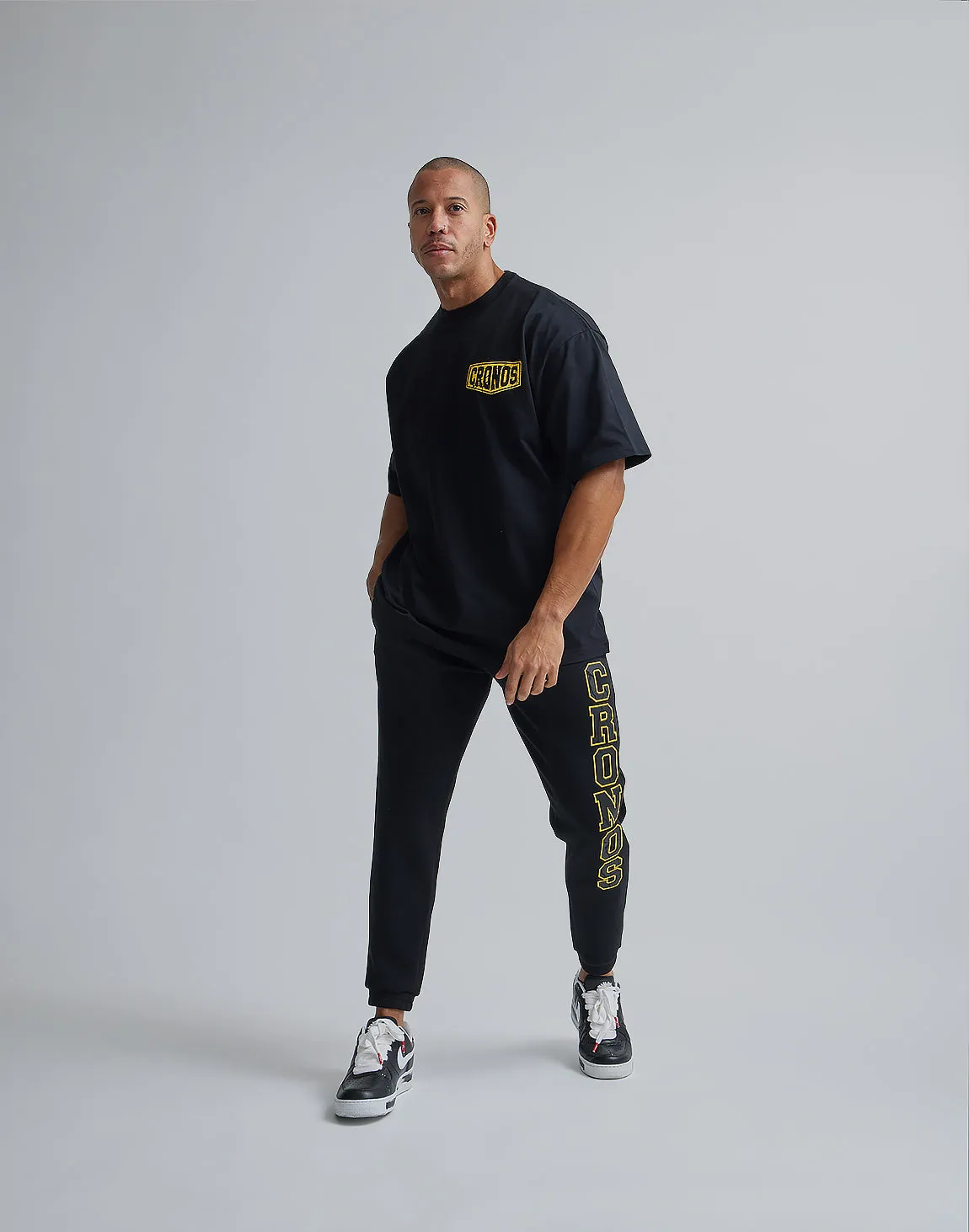 CRONOS BARBELL LOGO OVERSIZE T-SHIRTS【BLACK×YELLOW】