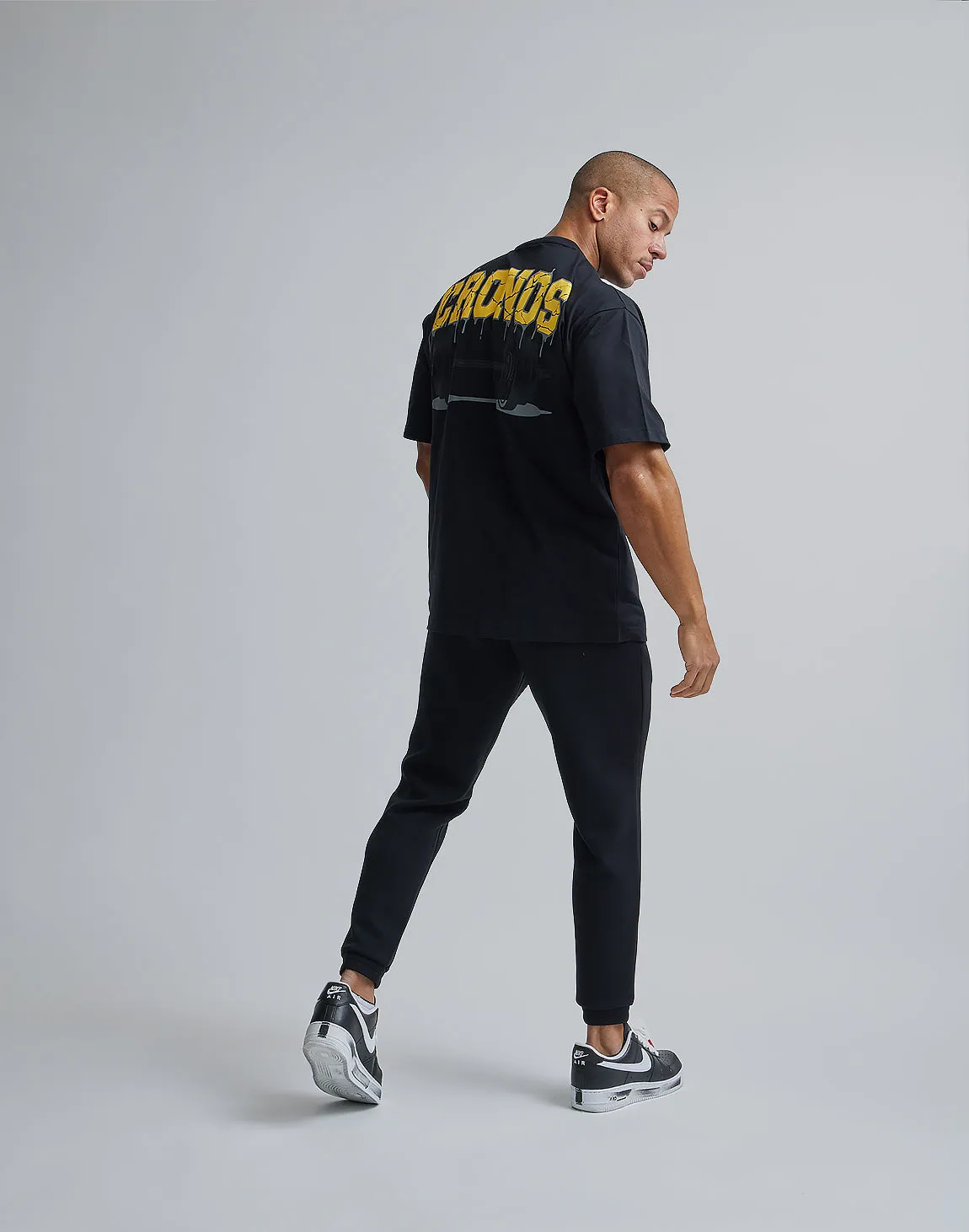 CRONOS BARBELL LOGO OVERSIZE T-SHIRTS【BLACK×YELLOW】