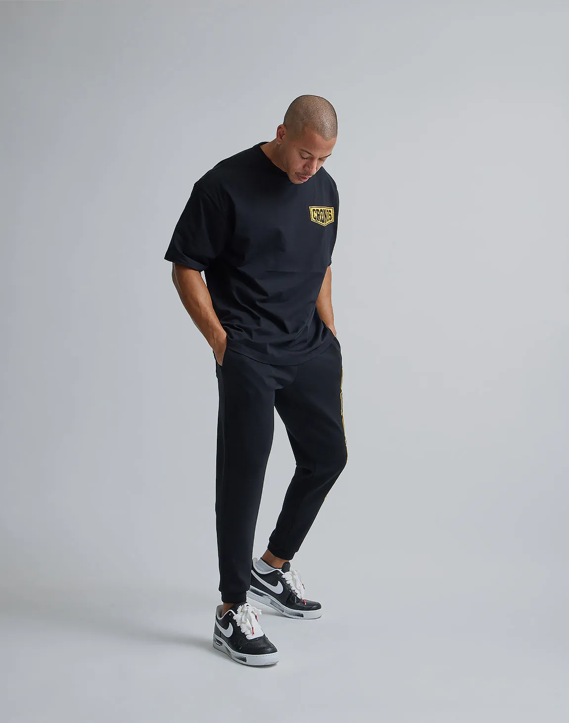 CRONOS BARBELL LOGO OVERSIZE T-SHIRTS【BLACK×YELLOW】