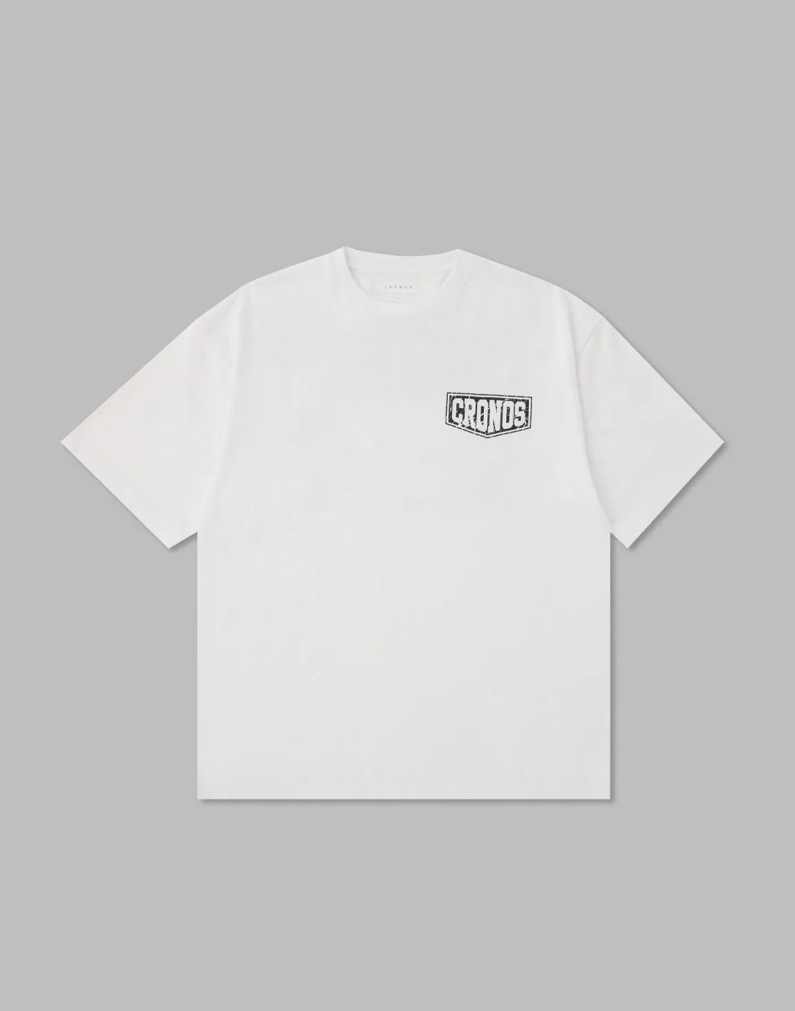 CRONOS BARBELL LOGO OVERSIZE T-SHIRTS【WHITE】