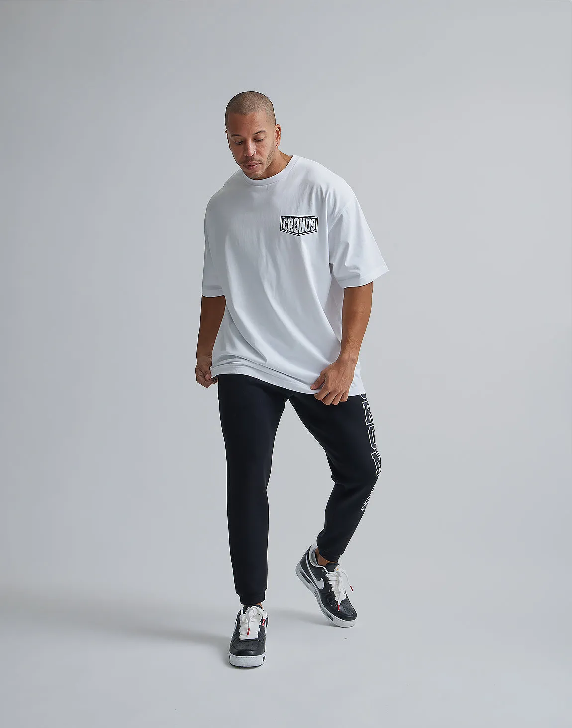 CRONOS BARBELL LOGO OVERSIZE T-SHIRTS【WHITE】