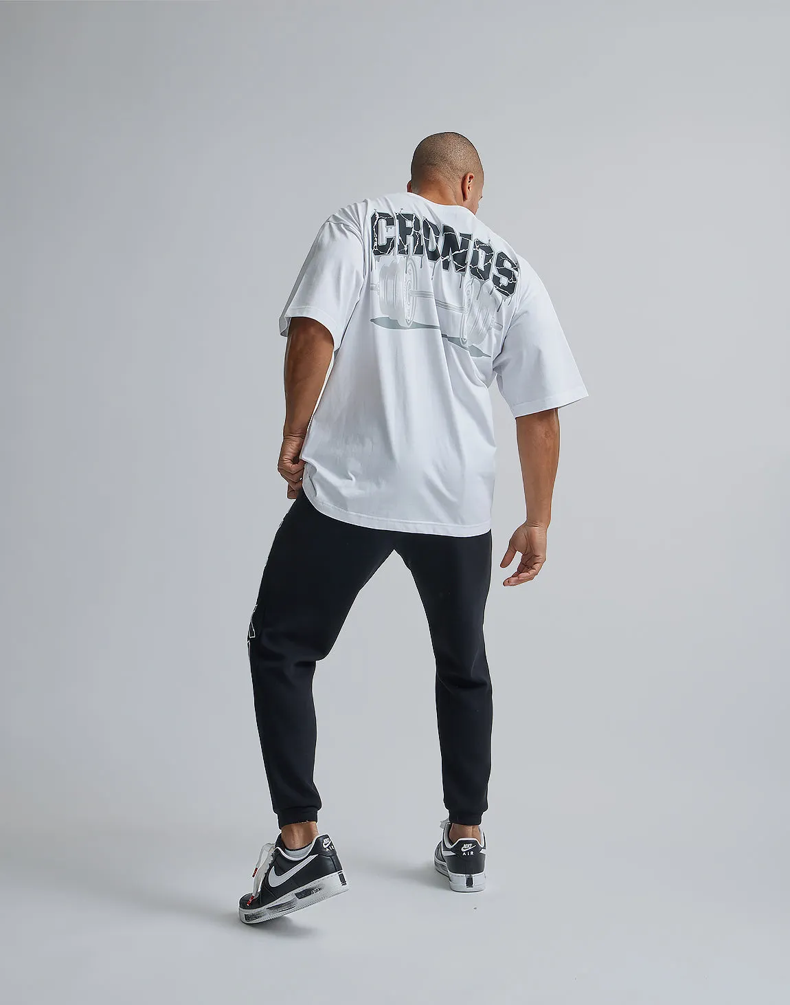 CRONOS BARBELL LOGO OVERSIZE T-SHIRTS【WHITE】