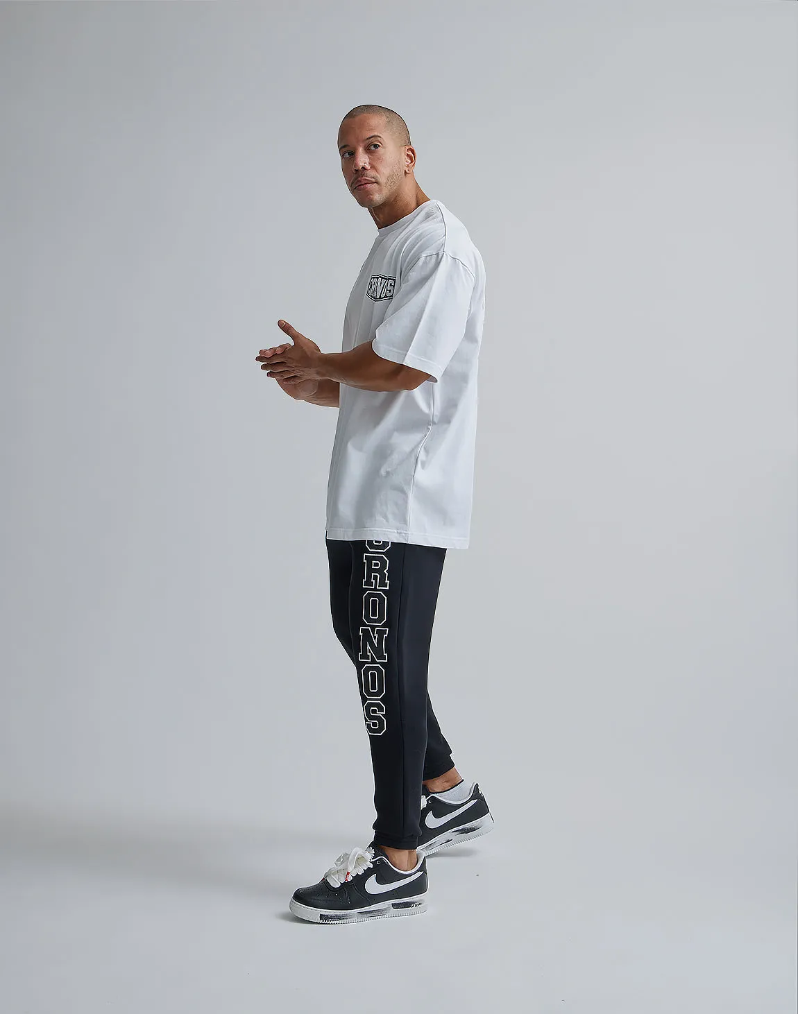 CRONOS BARBELL LOGO OVERSIZE T-SHIRTS【WHITE】
