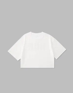 CRONOS WOMEN LOGO SHORT T-SHIRTS【WHITE】