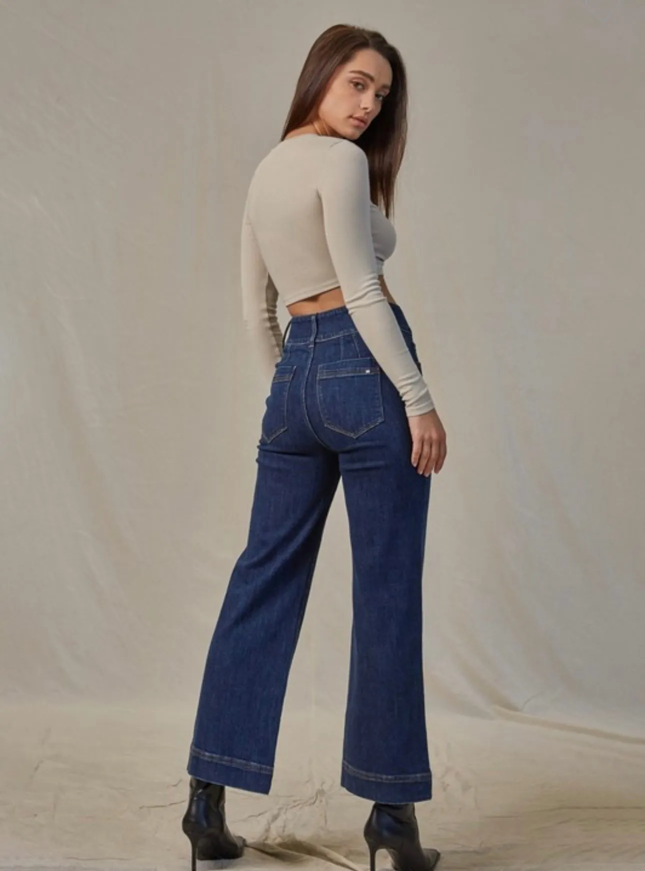 Cropped Dark Denim Jeans