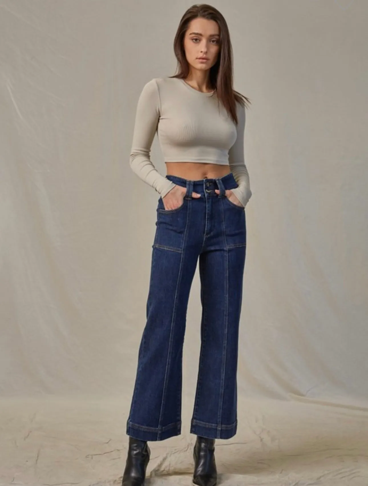 Cropped Dark Denim Jeans