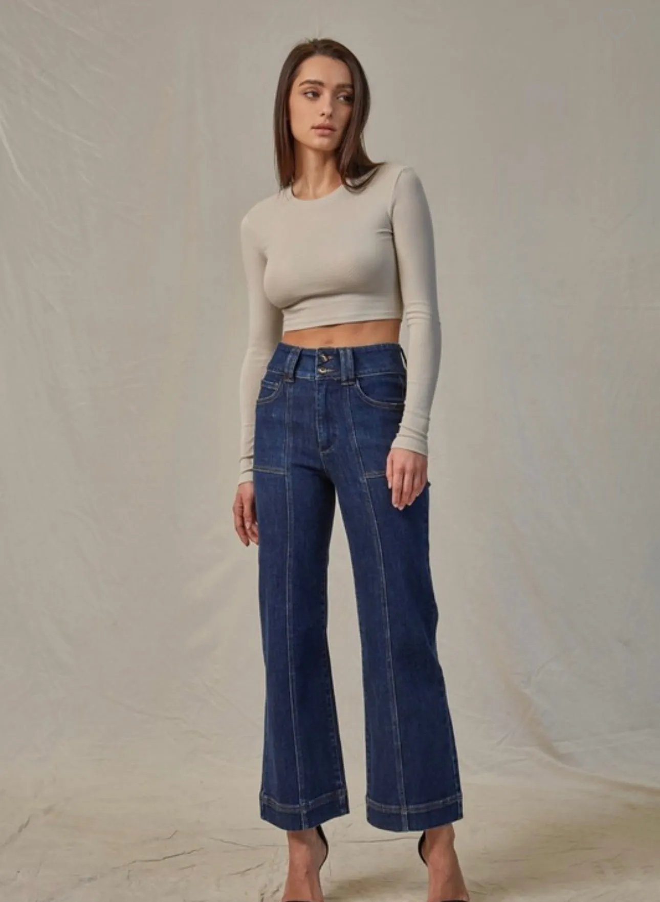 Cropped Dark Denim Jeans