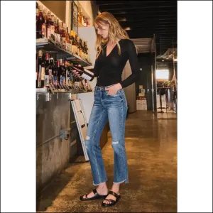 Cropped Flare Magic: Turn Heads, not Trousers, with Vervet's Distressed Delight! 😂✨